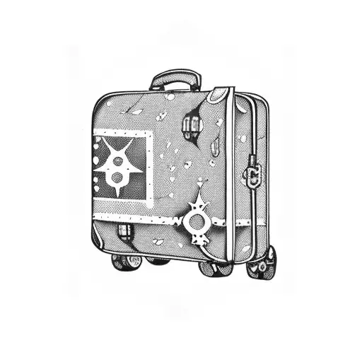 A Vintage Suitcase With Travel Stickers From Different Countries