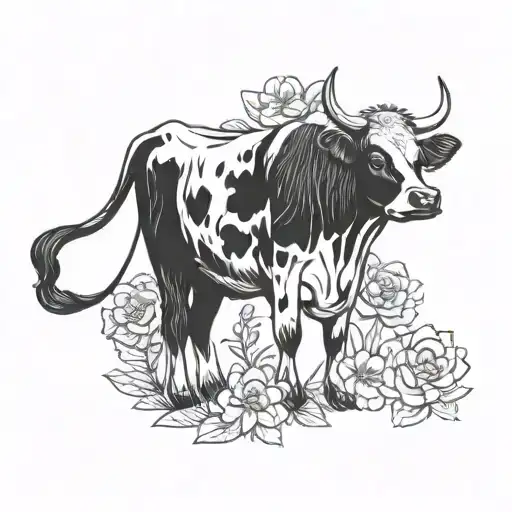 Cow And Flowers