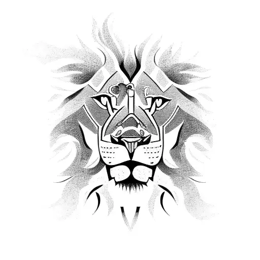 A Lion Roaring Fiercely While Surrounded By Swirling Northern Lights