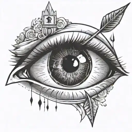 An Eye With An Arrow Dart Stuck In The Iris