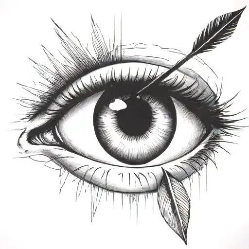 An Eye With An Arrow Dart Stuck In The Iris