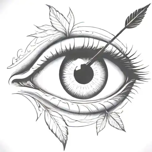 An Eye With An Arrow Dart Stuck In The Iris