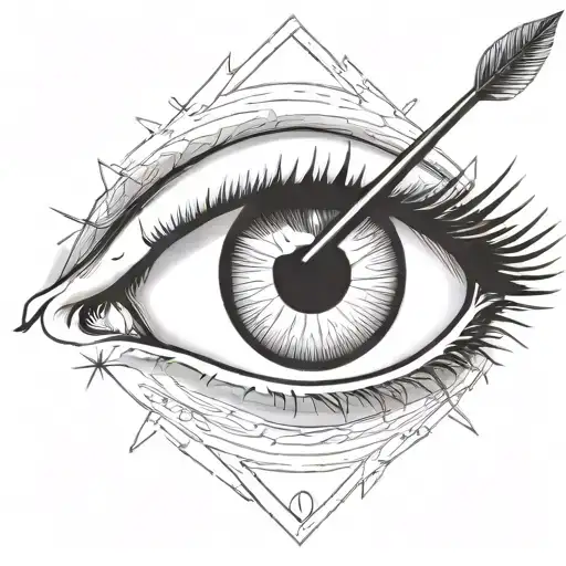 An Eye With An Arrow Dart Stuck In The Iris