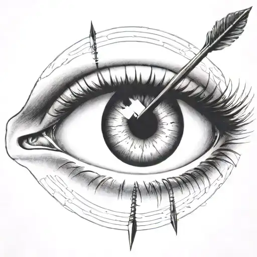 A Pair Of Eyes With An Arrow Dart Stuck In The Iris
