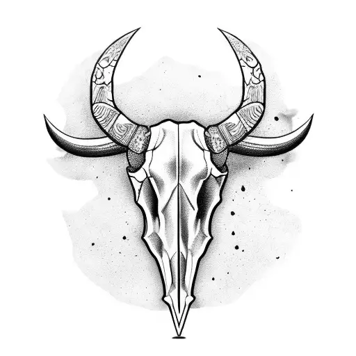 Bull Skull Whit A Butterfly