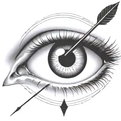 A Pair Of Eyes With An Arrow Dart Stuck In The Iris
