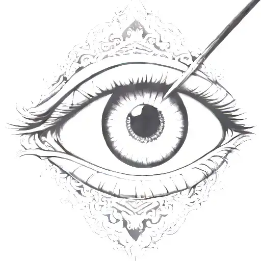 A Female Face With A Dart Stuck In Each Eyeball's Pupil