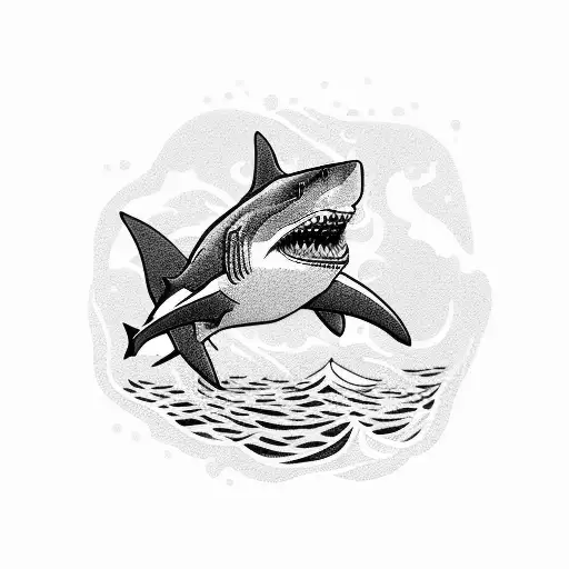 A Shark On The Sea Eating A Slice Of Pizza