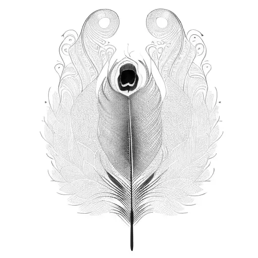 Peacock Feathers Intertwined With Delicate Fineline Patterns