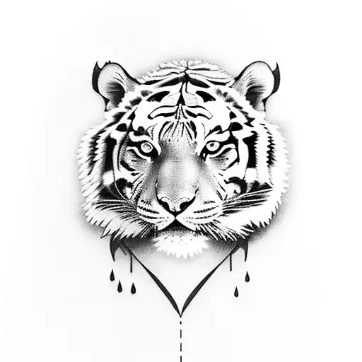 Wild Tiger Howling At A Full Moon