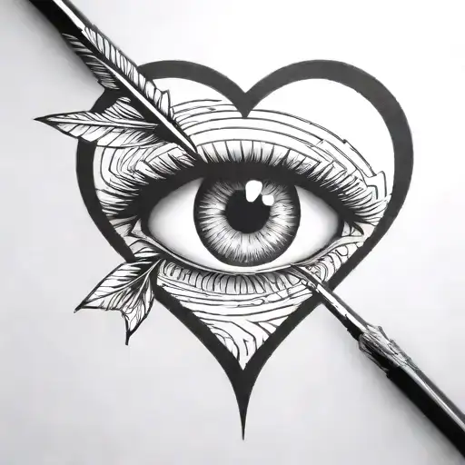 An Arrow Shot Through A Female Eye Encapuslated In A Heart