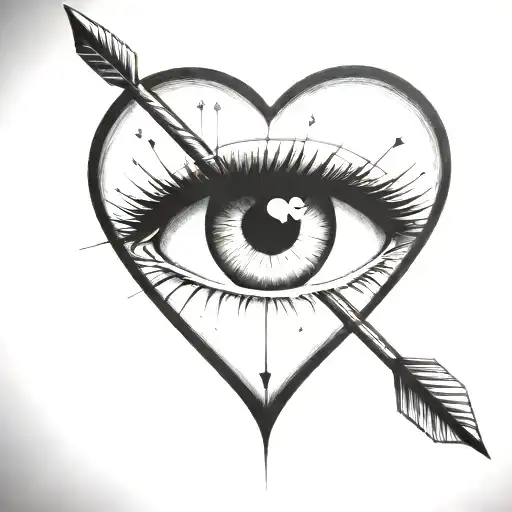An Arrow Shot Through A Female Eye Encapuslated In A Heart