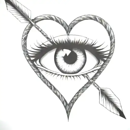 An Arrow Shot Through A Female Eye Encapuslated In A Heart