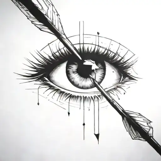 An Arrow Shot Through A Female Eye Encapuslated In A Heart