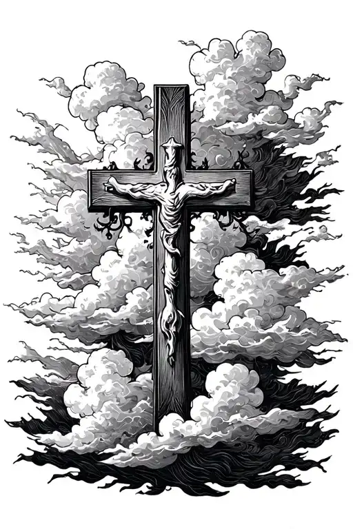 Cross With Clouds And A Bible Verse