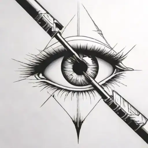 An Arrow Shot Through A Female Eye Encapuslated In A Heart