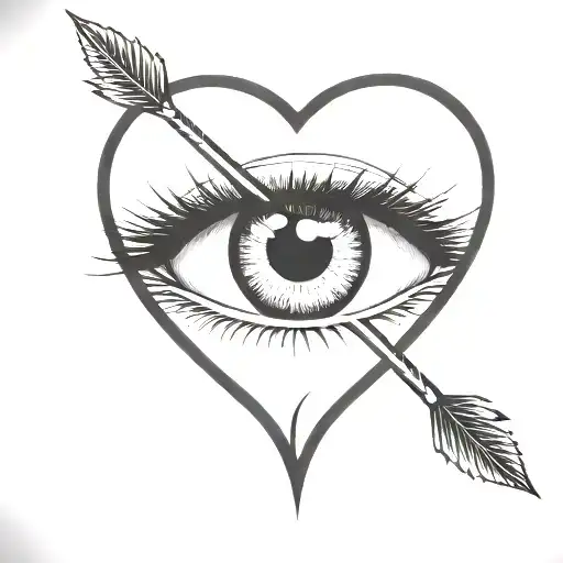 An Arrow Shot Through A Female Eye Encapuslated In A Heart