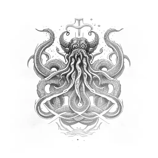 Cthulhu-like Kraken Attacking A Ship