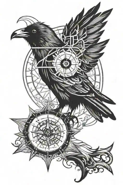 Raven With Viking Compass