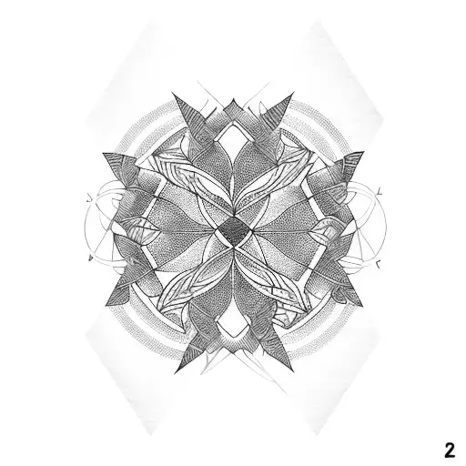 A Tattoo Featuring A Geometric Pattern Made Up Of Different Plant Species