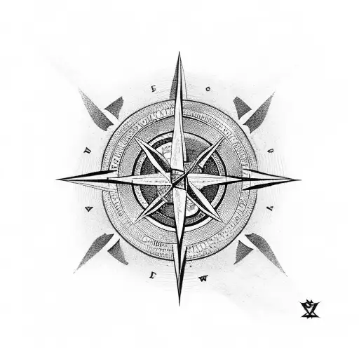 A Compass Intertwined With A Valknut Symbol