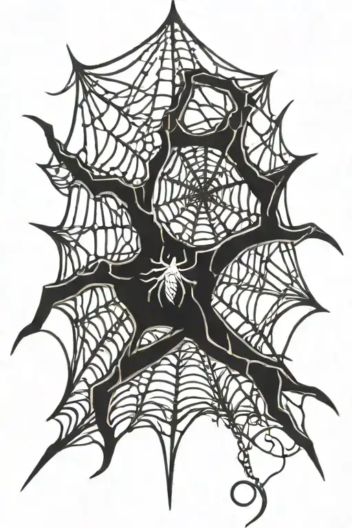 Spider Web At Top With A Spider Hanging