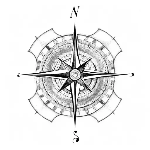 A Compass Intertwined With Musical Notes