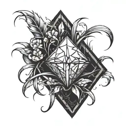 A Single Blade Of Grass With A Large Diamond Balanced On Top