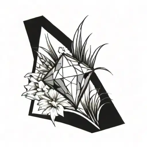 A Single Blade Of Grass With A Large Diamond Balanced On Top