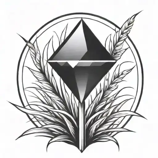 A Blade Of Grass With A Diamond On Top Of It