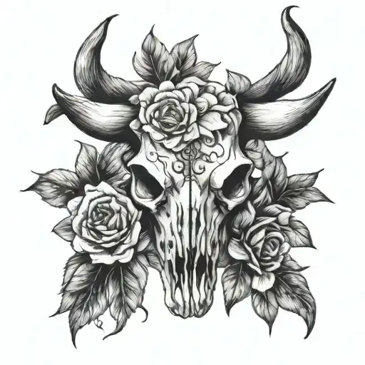 Bull Skull Flowers