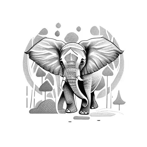 A Majestic Elephant Surrounded By A Lush Forest