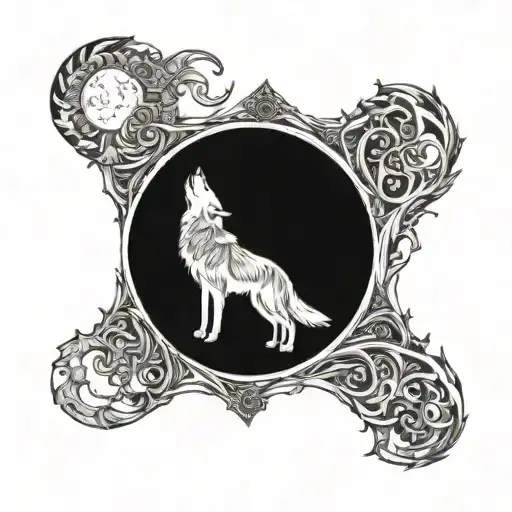 Fenri Wolf Howling At The Moon