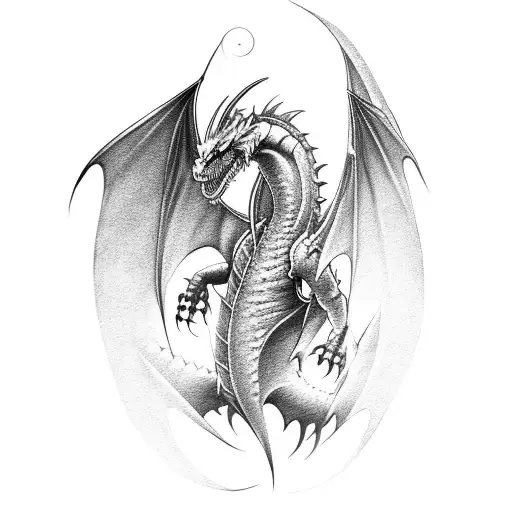 A Fierce Dragon Battling A Knight