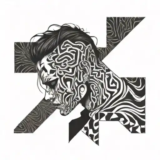 Abstract Chrollo Lucilfer Blackwork Covering His Face