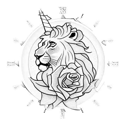 Lion Clock Unicorn Roses