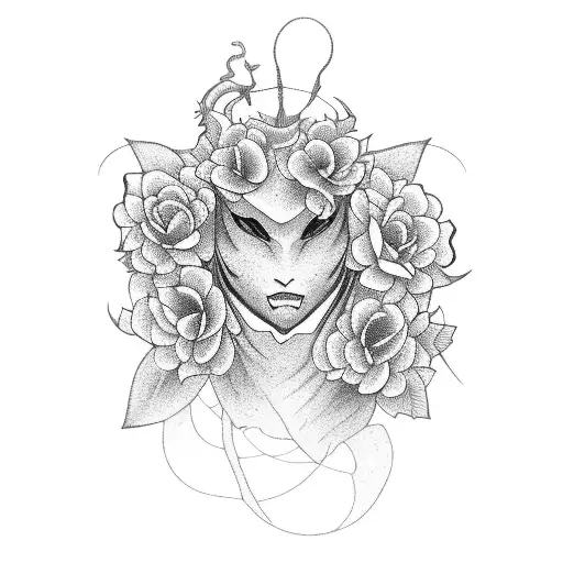 Sitting Demon With Flowers