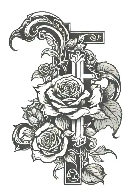 Cross With Rose With Letter Z
