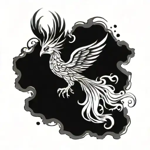 Fire Phoenix Rebirth From Phoenix Shaped Ashes