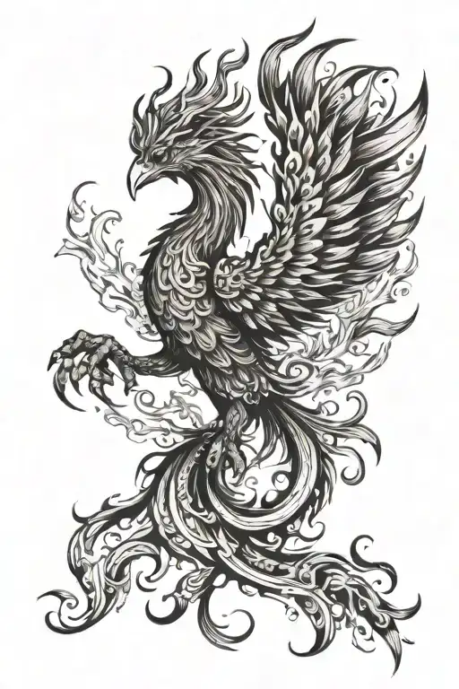 Fire Phoenix Rebirth From Phoenix Shaped Ashes