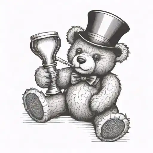 Teddy Bear Sitting With Bong Between Legs And Joint In Mouth