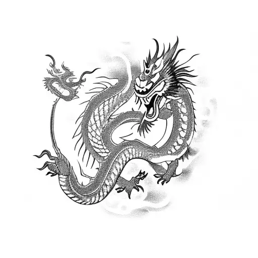 Chinese Dragon And A Singing Swan