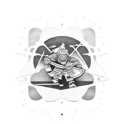 Skateboarding Samurai Slicing Through A Pizza