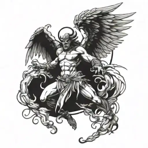 Arch Angel Fighting Demon Half Angel