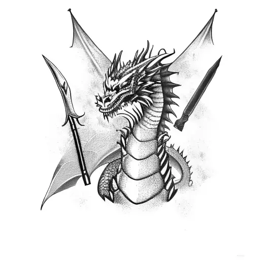 Dragon With Weapons Full Sleeve