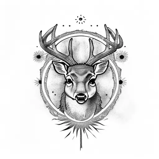 Deer Blind In One Eye With Argentinian Flag Sun In His Head And Roots Of Tree In His Feet