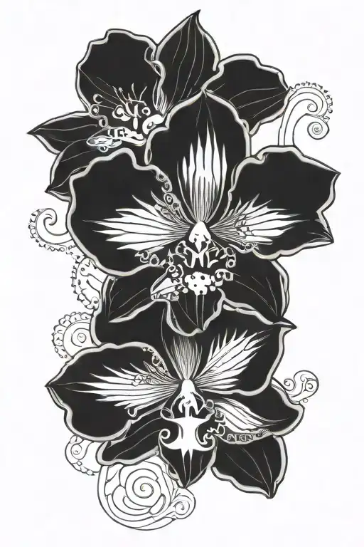 Orchid With Mandala Design Incorporating