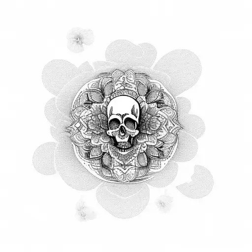 A Psychedelic Flower Garden With A Skull Hidden Within