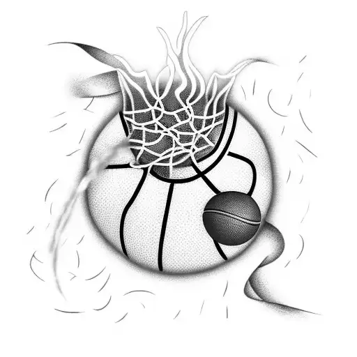 Basketball Player Dunking With Fire Trails