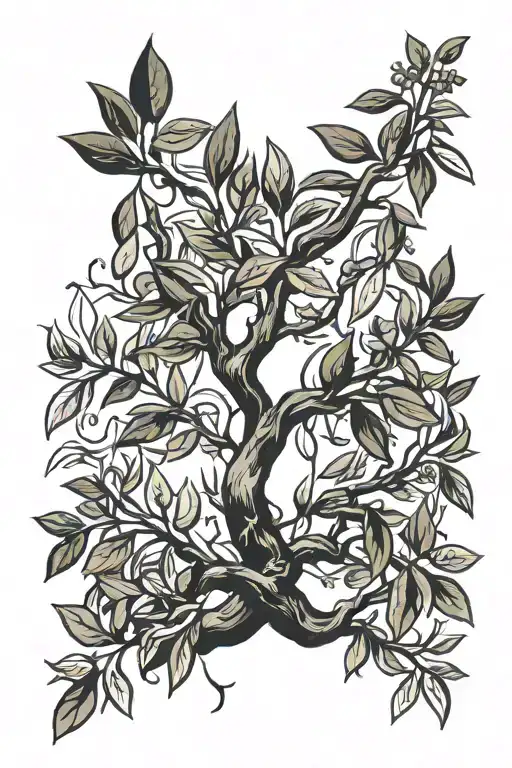 Olive Tree Vines And Leafes Growing